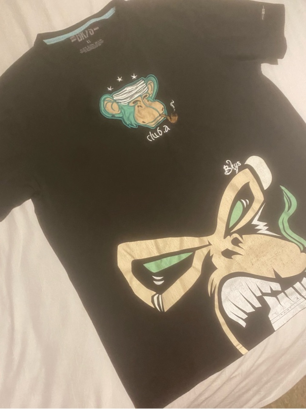 Black Graphic Crew Neck T-Shirt with Monkey Artwork - Picture 7 of 7
